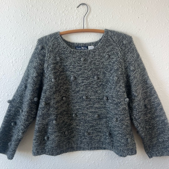 Hunter Sweaters - Hunters Run Gray Wool Blend Bobble Knit Sweater M
